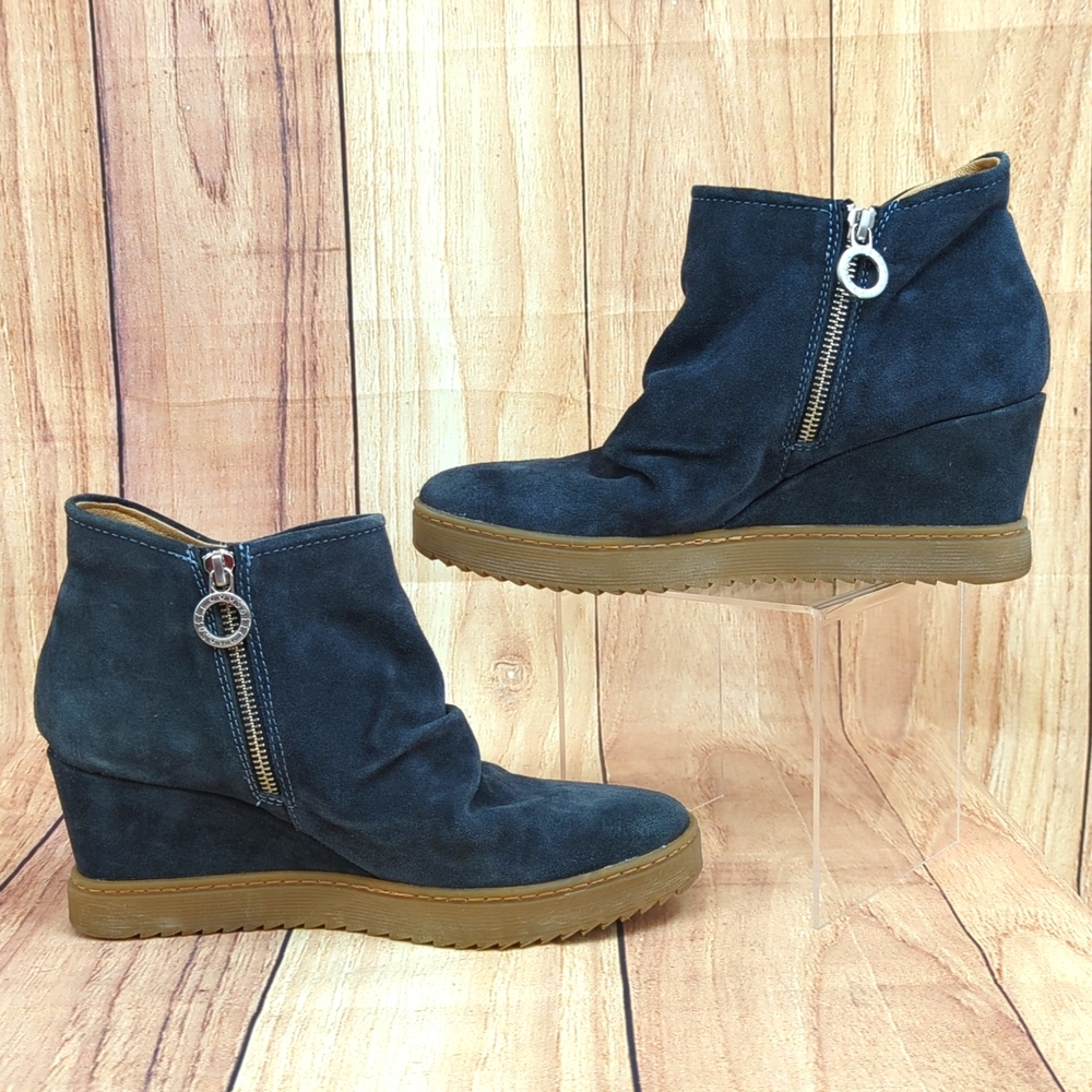Sofft Siri Wedge Suede Booties Ankle Boots Dark Blue Sz 10 - Picture 8 of 9